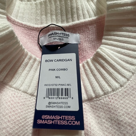 Smash + Tess Blush and Cream Bow Cardigan - Picture 2 of 5